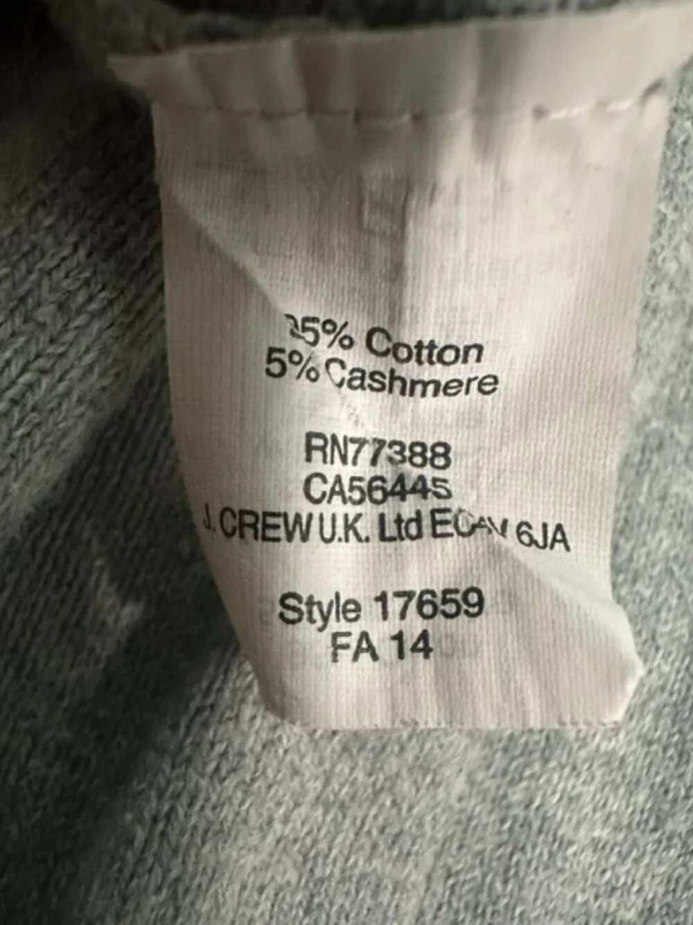 J.Crew Men's Cotton Cashmere Crewneck Knit Sweater Gray XL